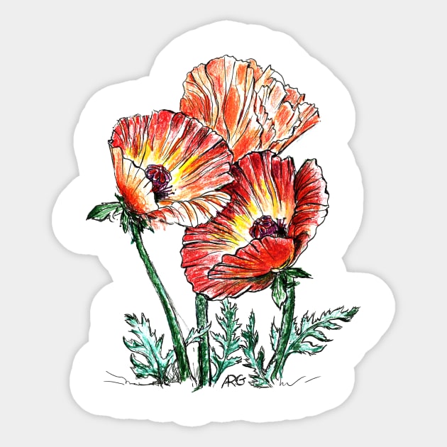 Grandma's Memorial Day Poppies Sticker by ShiningLightGallery